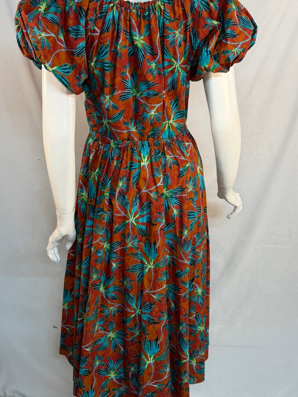 Ulla Johnson Rust Floral Midi Skirt with Teal Botanicals - Picture 3 of 10
